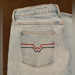 Wrangler Light Blue Denim Jeans w Red White and Blue Pocket Design